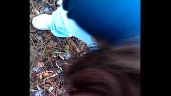 white trash whore suckin cock in the woods